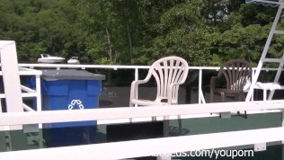 Bikini Flashing and Nude Sunbathing Party Girls on Vacation on Missouri Lake