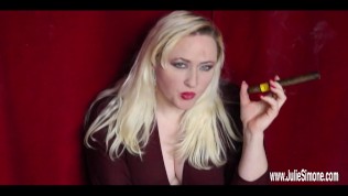 Blonde Smokes A Cigar