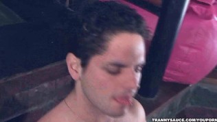 Busty redhead shemale babe Triami gets fucked anally