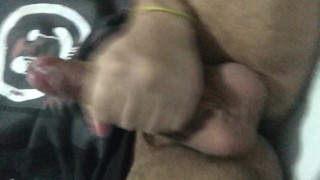 Delicious handjob throbbing cock of hot little horny