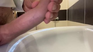Extreme long dick in bathroom