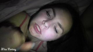 Finally she sucked me after the party. Under the covers until no one sees