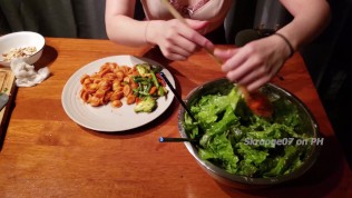 Foodporn Ep.1 Noodles and Nudes- Chinese Girl cooks in Lingerie and sucks BBC for dessert 4K 烹饪表演