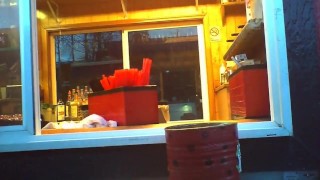 GIRL FLASHING BIKINI CAFFEE BARISTAS