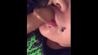 goth girl fucking and sucking on her toys