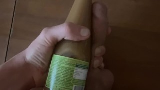Guy masturbate with botle