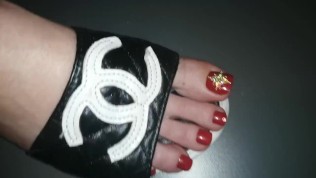 Lady L Sexy Black Flip Flops and Red Nails.(video Short Version)