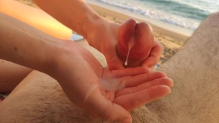 Nudist Hotwife Gives me a Quick Handjob at the Beach (Premature Cum)