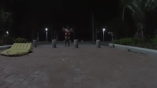 outdoor self-bondage with shackles