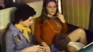 retro lesbian girl on airplane lick a passenger pussy without permission