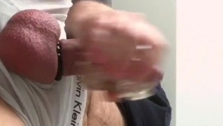 Self-facial – I came so hard jerking off with my flashlight