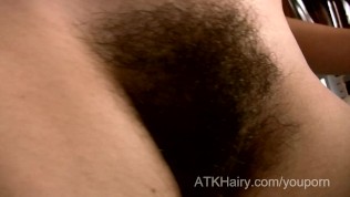 Sexy naked Barb cleans up this kitchen