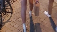 SEXY TEEN IN TIGHT LEATHER SHORT AND HEELS