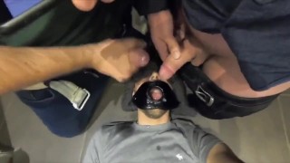 Very luck guy gets to swallow piss and cum from two uncut cocks