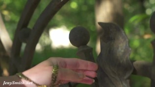 Woman on the street in without panties. Sexy bottomless chick