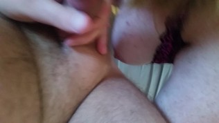 Busty milf blows and rims husband before pegging his smooth ass