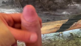 Extreme cock masturbation outside