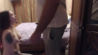 homemade amateur: russian tattooed teen do blowjobb and have sex at bedroom