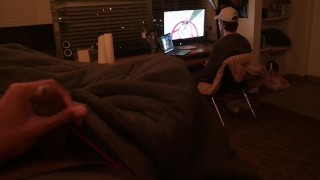jerking off while my other roommate plays video games