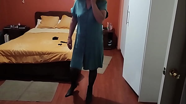 Stepmom shows off her big hairy pussy after fucking and moans for more cock